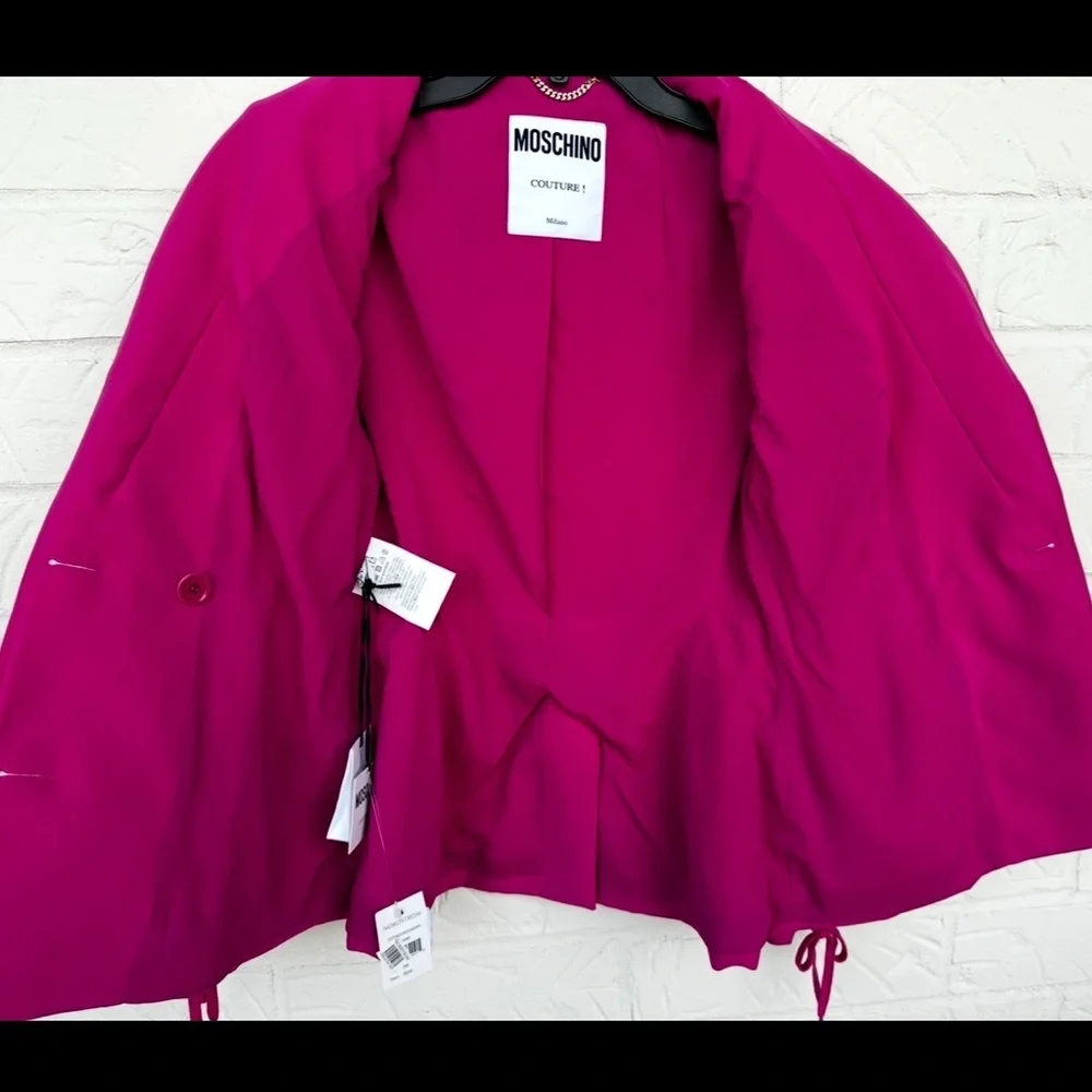 New Moschino Bondage Lacing Crepe Hot Pink Blazer Size 4
